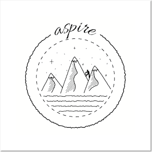 Adventurous hiking and mountain climbing aspire Posters and Art